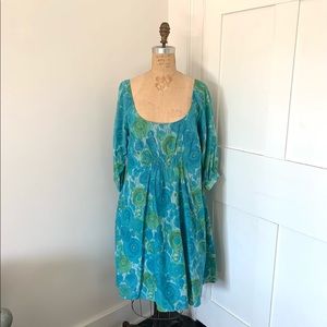 Laundry By Design Dress Blue Floral Empire